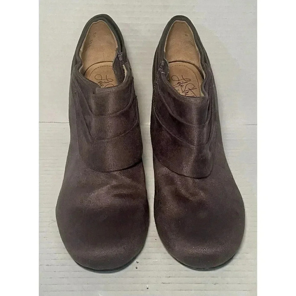 LifeStride Booties Womens 6 Brown Corie Suede String Zip Block Shoes Boots - Picture 3 of 7